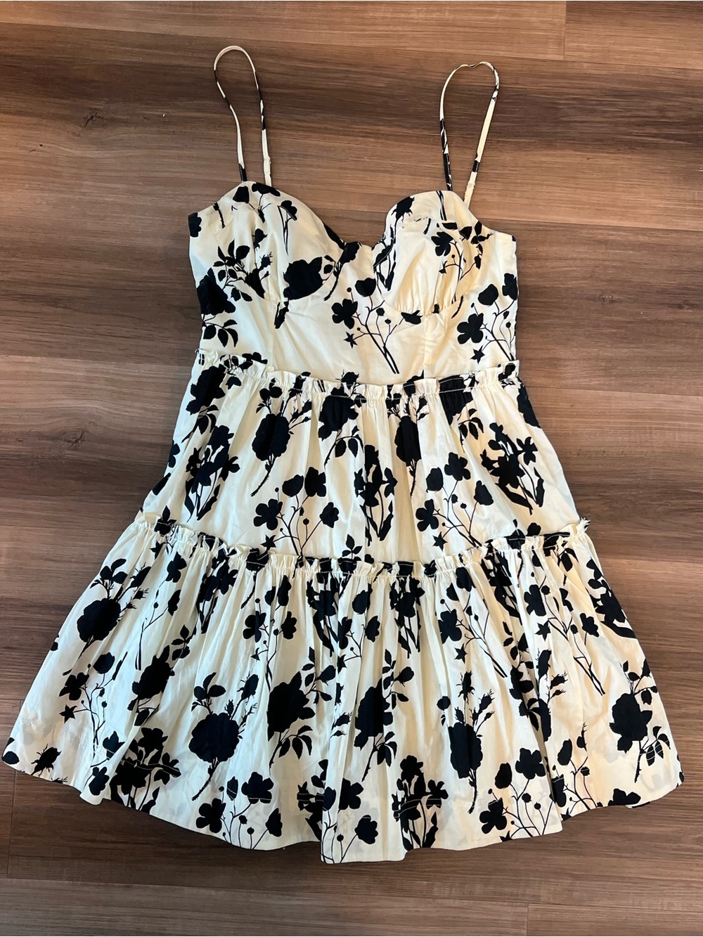 Lush Cream and Black Floral Mini Dress